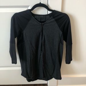 lululemon dark grey & heather 3/4 sleeve cotton, size 6